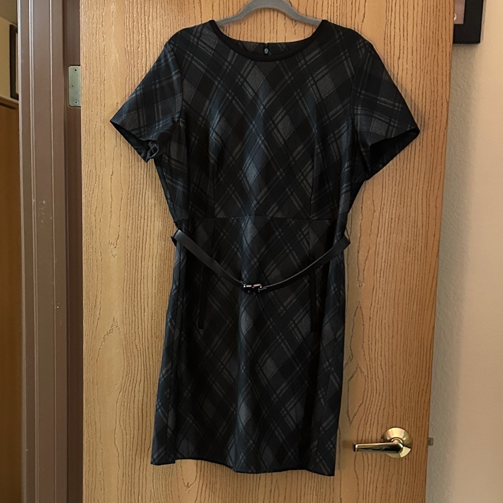 DKNY Plaid Belted Sheath Dress